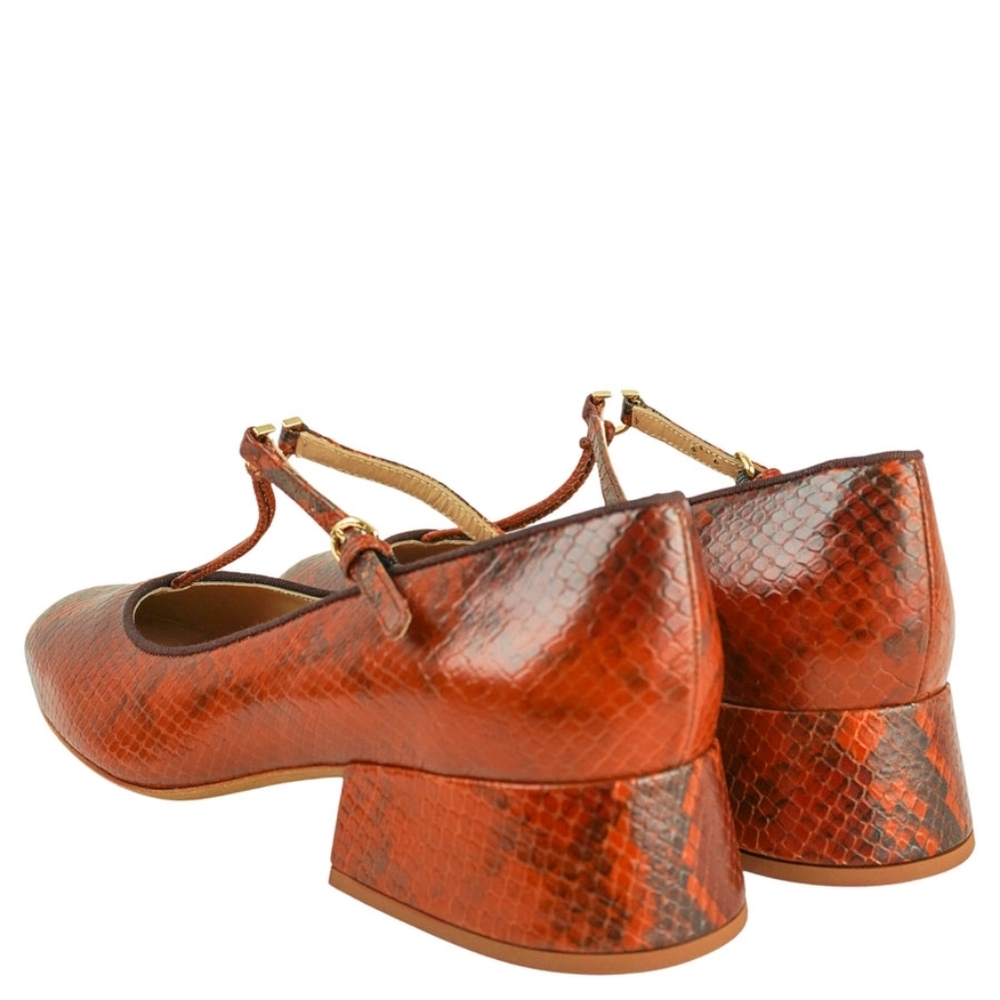 Ulla Johnson Lucy Orange Snakeskin Heels - Picture 3 of 9